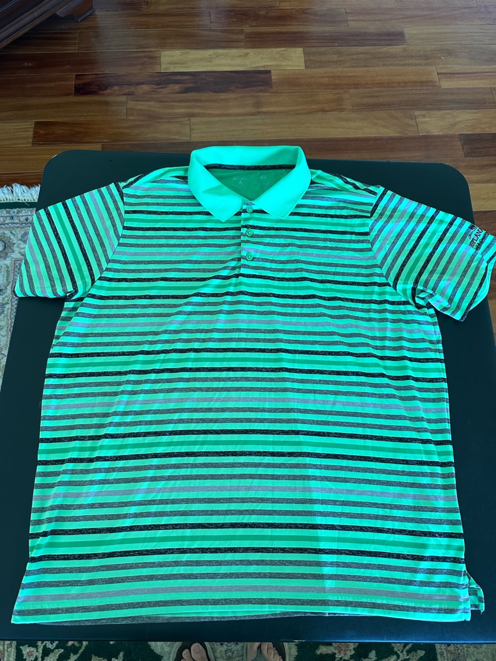 Antigua Men's Green Striped Polo Shirt Size 2XL
